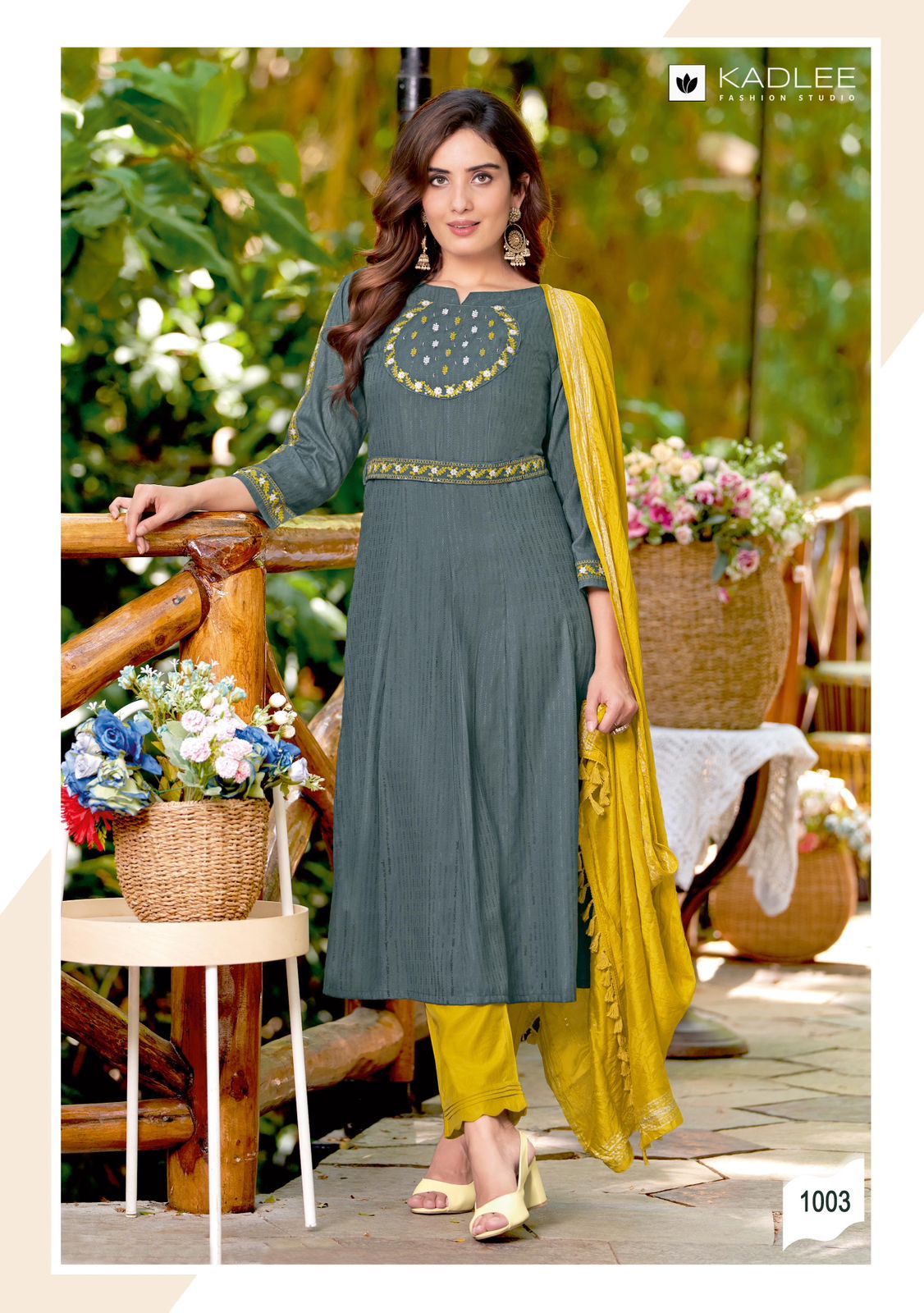 Madhuvan By Kadlee Rayon Weaving Embroidery Kurti With Bottom Dupatta Wholesalers In Delhi